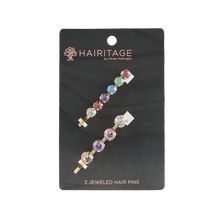 Load image into Gallery viewer, Jeweled Bobby Pins - 2 pack Multicolor/Gold