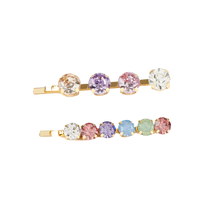 Load image into Gallery viewer, Jeweled Bobby Pins - 2 pack Multicolor/Gold