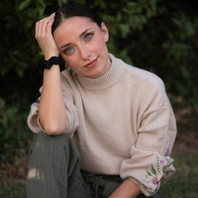 Load image into Gallery viewer, Scrunchie Set - 3 pack Ivory, Black & Plum