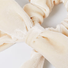 Load image into Gallery viewer, Velvet Bow Scrunchie Ivory
