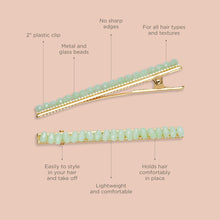 Load image into Gallery viewer, Beaded Hair Clips Mint