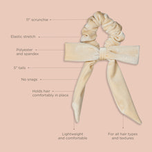 Load image into Gallery viewer, Velvet Bow Scrunchie Ivory