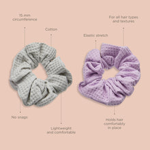Load image into Gallery viewer, Waffle Scrunchies Purple and Gray