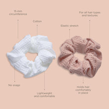 Load image into Gallery viewer, Waffle Scrunchies Pink and White