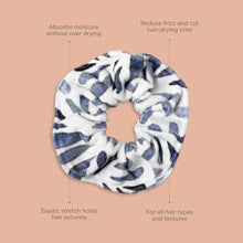 Load image into Gallery viewer, Soak It Up Absorbent Microfiber Hair Scrunchie, Cream & Blue