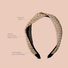 Load image into Gallery viewer, Take Me to the Beach Raffia Headband, Tan/Natural