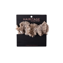 Load image into Gallery viewer, Take Me to the Beach Fringe Edge Hair Scrunchie- Taupe