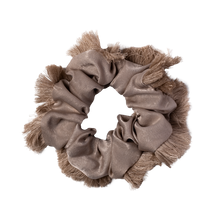 Load image into Gallery viewer, Take Me to the Beach Fringe Edge Hair Scrunchie- Taupe