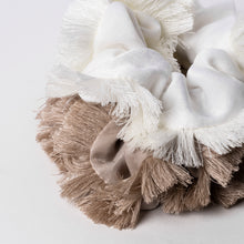 Load image into Gallery viewer, Take Me to the Beach Fringe Edge Hair Scrunchie- Taupe