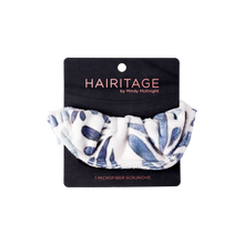Load image into Gallery viewer, Soak It Up Absorbent Microfiber Hair Scrunchie, Cream & Blue