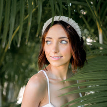 Load image into Gallery viewer, Take Me to the Beach Linen Raw Edge Headband- Light Taupe