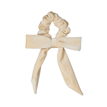 Load image into Gallery viewer, Velvet Bow Scrunchie Ivory
