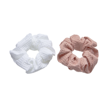 Load image into Gallery viewer, Waffle Scrunchies Pink and White