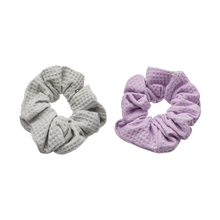Load image into Gallery viewer, Waffle Scrunchies Purple and Gray