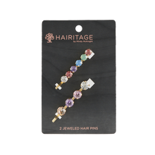 Load image into Gallery viewer, Jeweled Bobby Pins - 2 pack Multicolor/Gold
