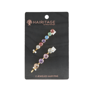 Jeweled Bobby Pins - 2 pack Multicolor/Gold