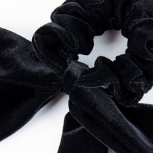 Load image into Gallery viewer, Velvet Bow Scrunchie Black
