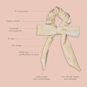 Velvet Bow Scrunchie Ivory