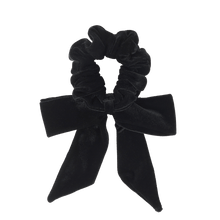 Load image into Gallery viewer, Velvet Bow Scrunchie Black
