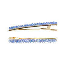 Load image into Gallery viewer, Beaded Hair Clips Slate Blue

