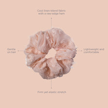 Load image into Gallery viewer, Take Me to the Beach Raw Edge Linen Hair Scrunchie, Pink
