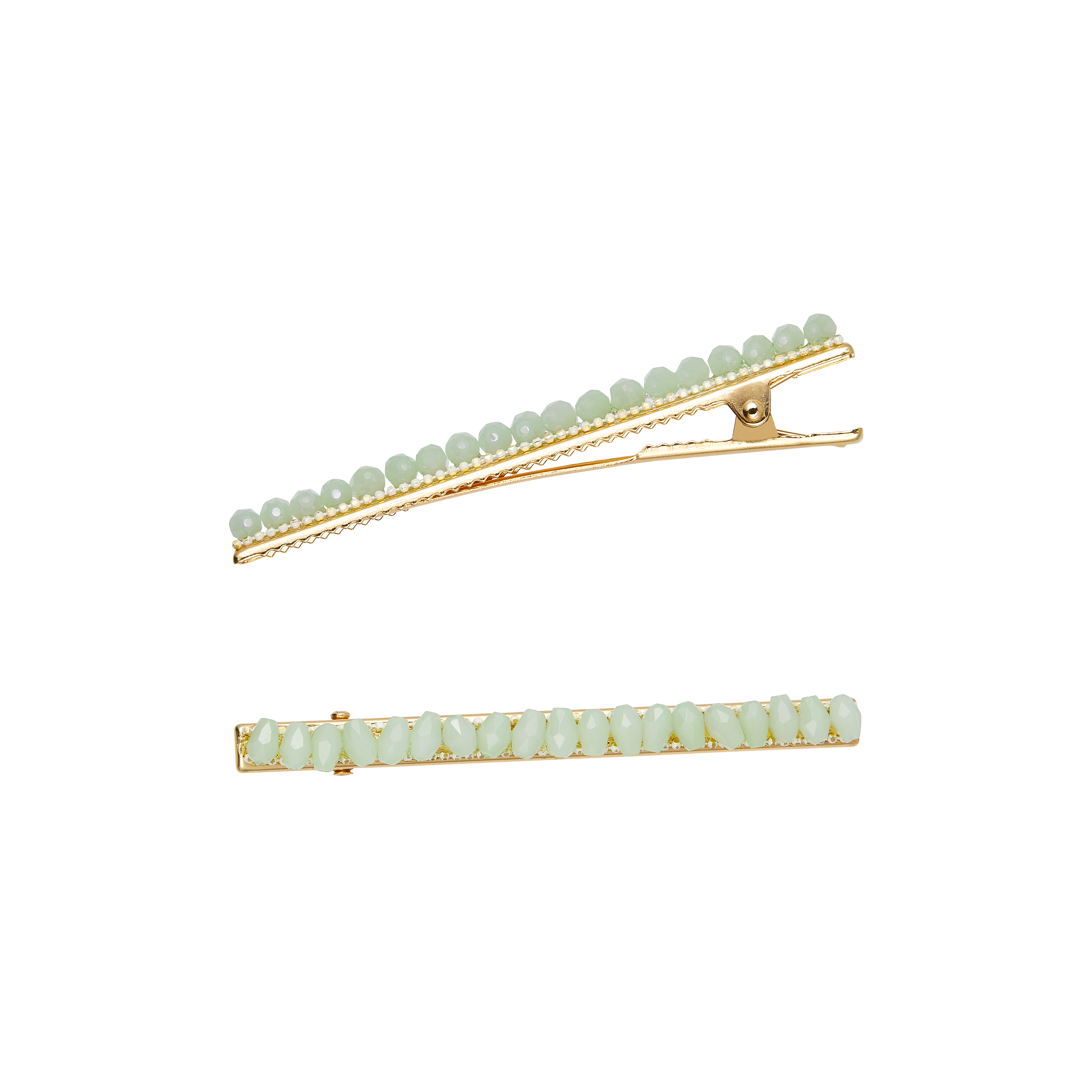 Beaded Hair Clips Mint