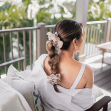 Load image into Gallery viewer, Take Me to the Beach Fringe Edge Hair Scrunchie- Taupe
