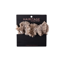 Load image into Gallery viewer, Take Me to the Beach Fringe Edge Hair Scrunchie- Taupe
