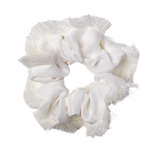 Load image into Gallery viewer, Take Me to the Beach Fringe Edge Hair Scrunchie - White
