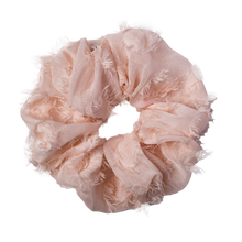 Load image into Gallery viewer, Take Me to the Beach Raw Edge Linen Hair Scrunchie, Pink
