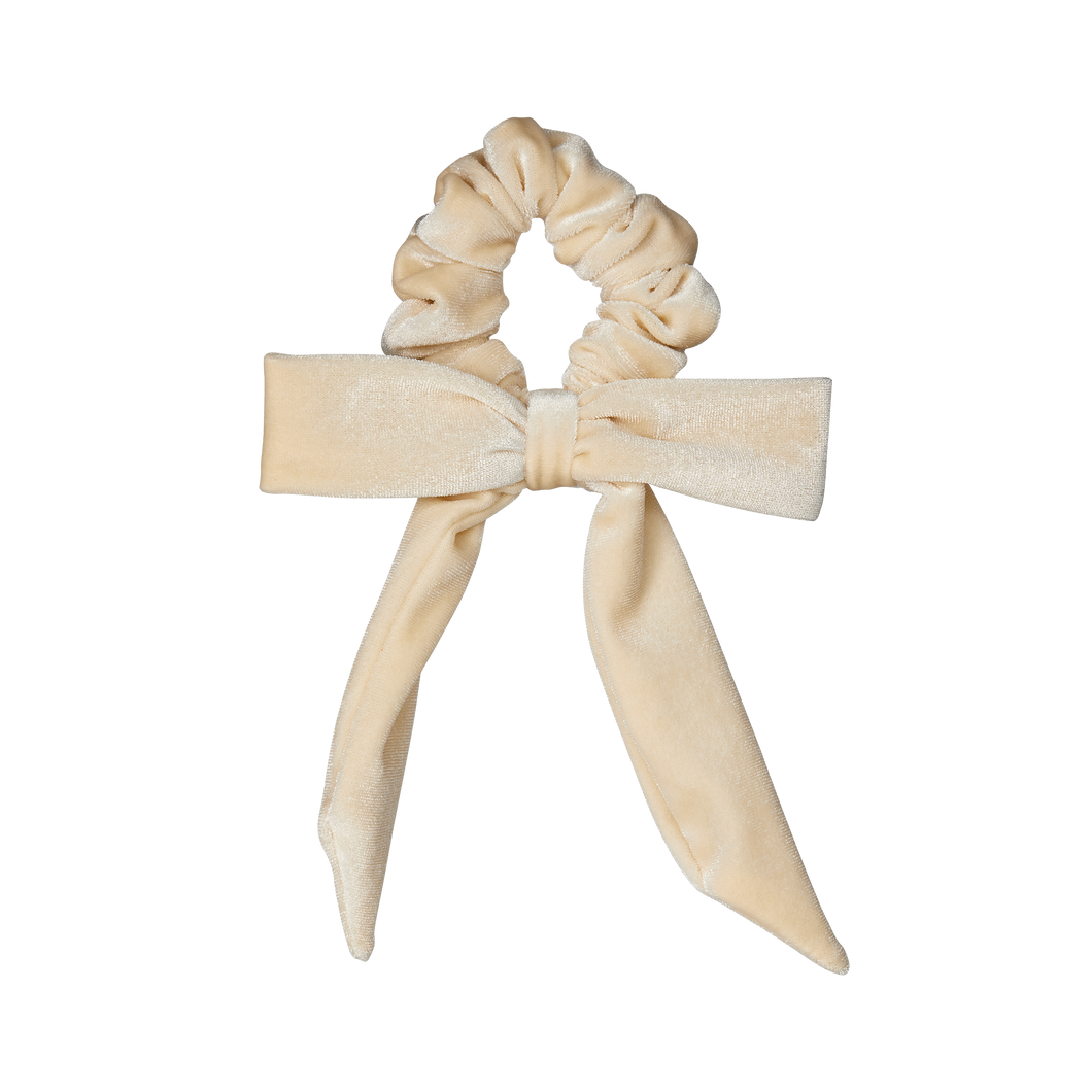 Velvet Bow Scrunchie Ivory