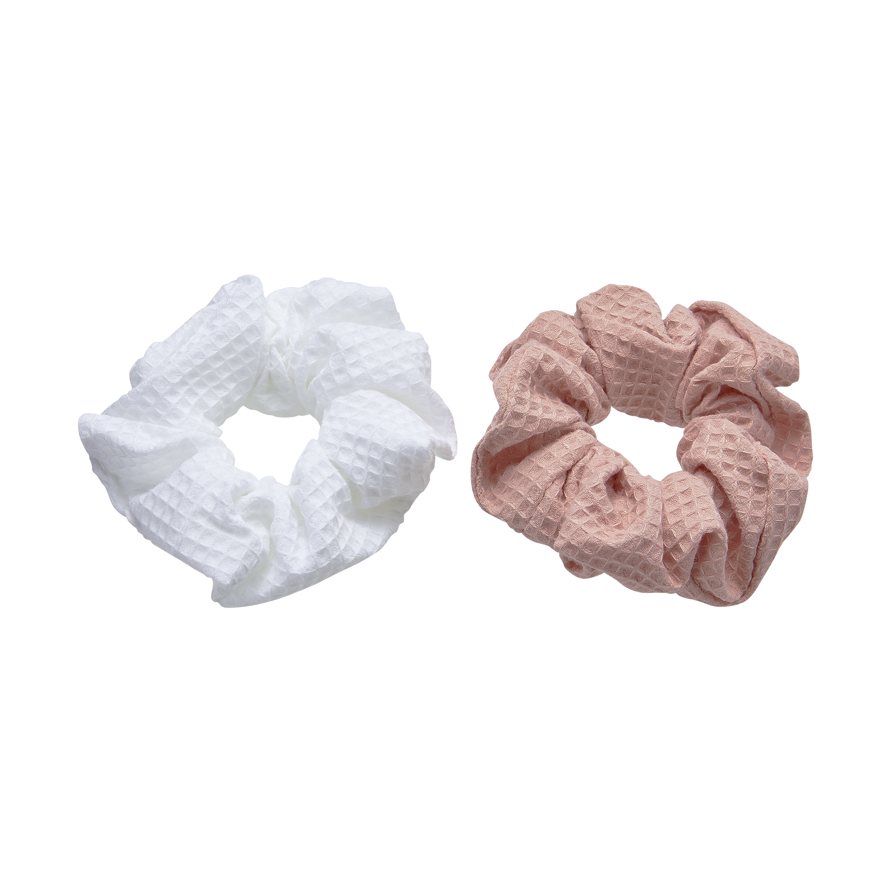 Waffle Scrunchies Pink and White