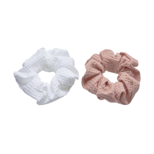 Load image into Gallery viewer, Waffle Scrunchies Pink and White
