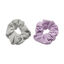 Load image into Gallery viewer, Waffle Scrunchies Purple and Gray
